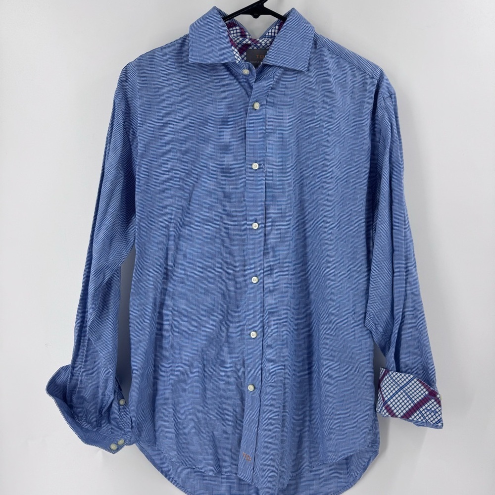 Thomas Dean Blue‎ and Pink Casual Button Down Shirt